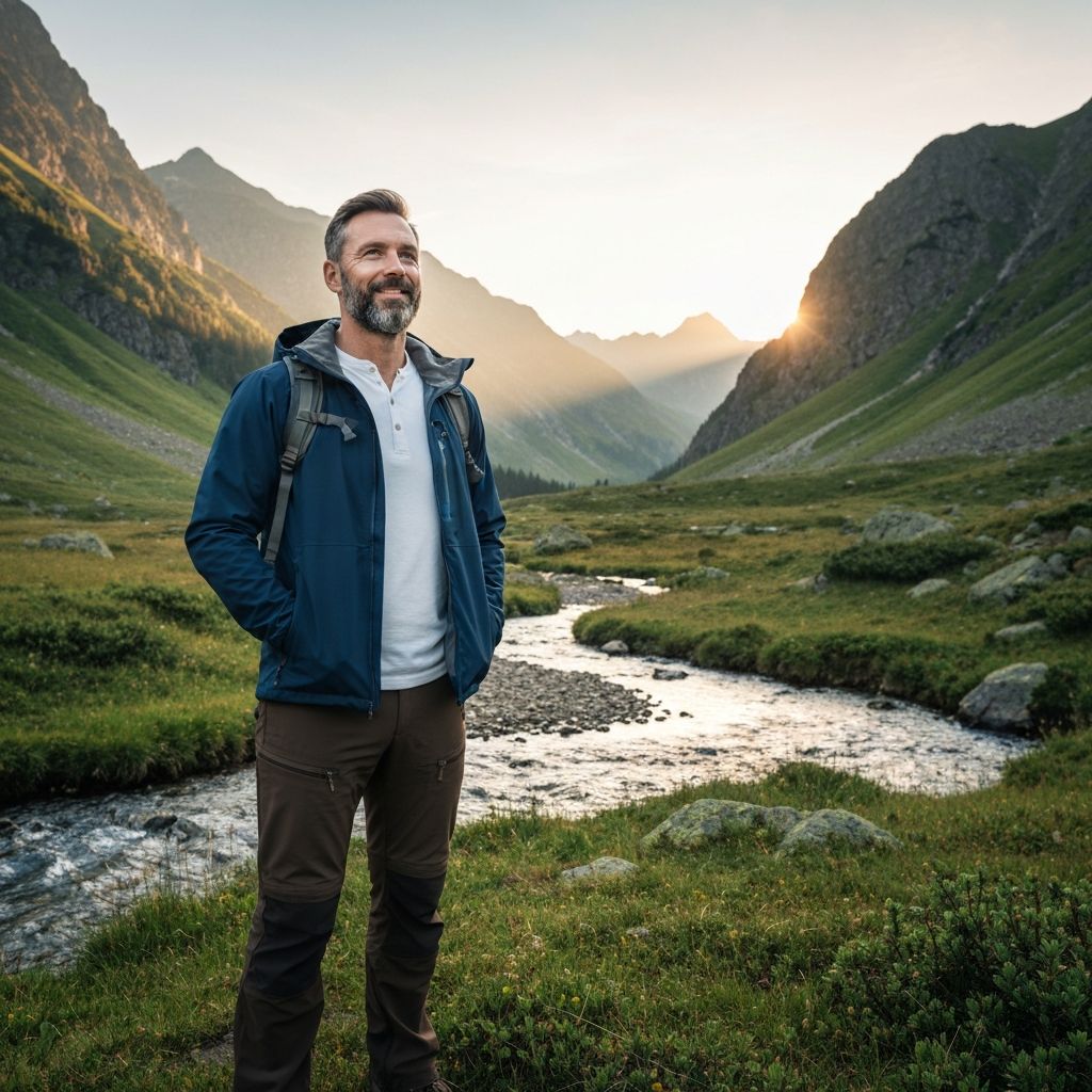 Active mature man in nature